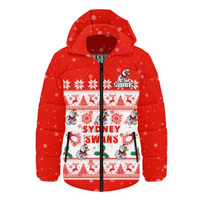 Sydney Swans Hooded Padded Jacket Special Ugly Christmas Holiday Footy Fans