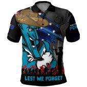 Port Adelaide Polo Shirt ANZAC Inspired Football Fan Memorial Design