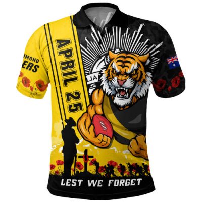 Richmond Polo Shirt Anzac Day Lest We Forget Memorial