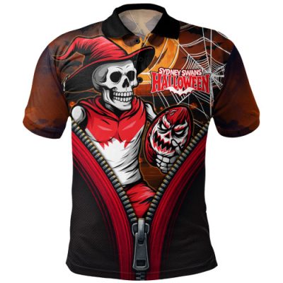 Sydney Swans Polo Shirt Halloween Night Reaper Zipper