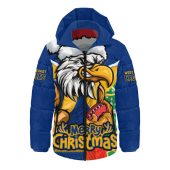 West Coast Eagles Hooded Padded Jacket Santa Scoring Touchdown On Christmas Game Day