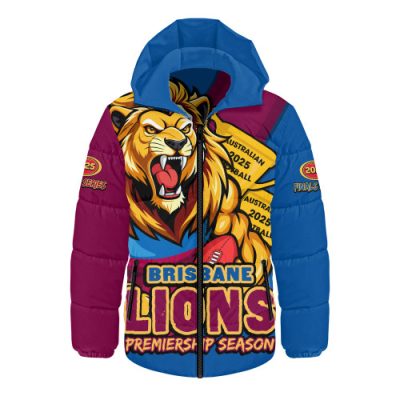 Brisbane Lions Hooded Padded Jacket Australian Football Finals Premiership Spirit