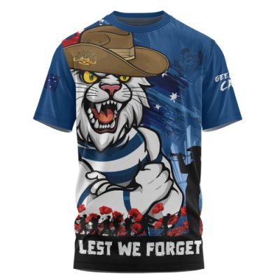 Geelong Cats T-Shirt ANZAC Inspired Football Fan Memorial Design