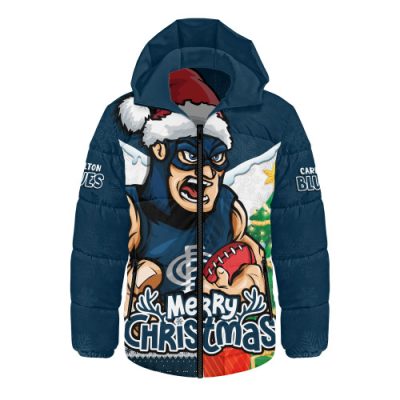 Carlton Hooded Padded Jacket Santa Scoring Touchdown On Christmas Game Day