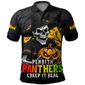Penrith Panthers Polo Shirt Dark Moon Rugby Halloween Battle Edition