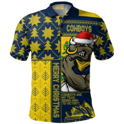 North Queensland Cowboys Polo Shirt Christmas Magic Knit Style Winter Glow