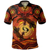 Indigenous Australian Aboriginal Polo Shirt Gecko Dreaming Spirit Circle Edition