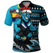 Port Adelaide Polo Shirt Christmas Holiday Santa Rides The Waves