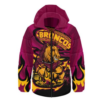 Brisbane Broncos Hooded Padded Jacket Premiership Series Sports Gear