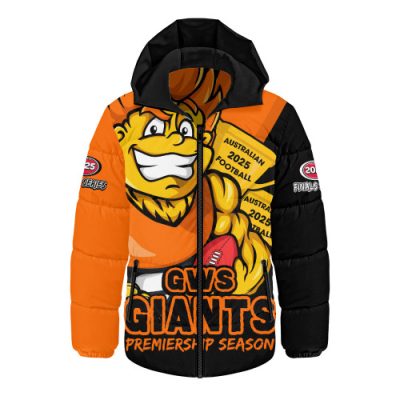 GWS GIANTS Hooded Padded Jacket Australian Football Finals Premiership Spirit
