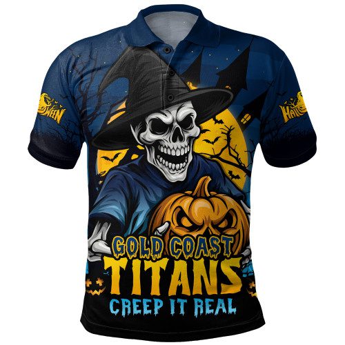 Gold Coast Titans Polo Shirt Dark Moon Rugby Halloween Battle Edition Gold Coast Titans Polo Shirt Dark Moon Rugby Halloween Battle Edition