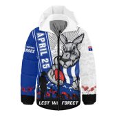 North Melbourne Hooded Padded Jacket Anzac Day Lest We Forget Memorial