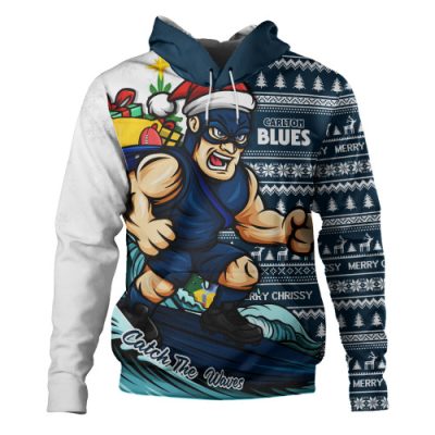 Carlton Hoodie Christmas Holiday Santa Rides The Waves