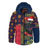 Adelaide Crows Hooded Padded Jacket Merry Christmas Knit Style Festive Spirit