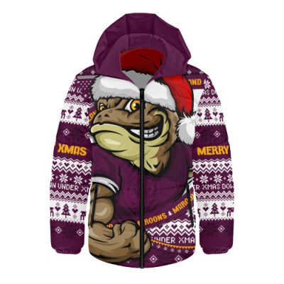 Queensland Maroons Hooded Padded Jacket Ugly Knit Style For Christmas Game Fans