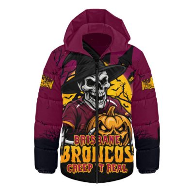 Brisbane Broncos Hooded Padded Jacket Dark Moon Rugby Halloween Battle Edition