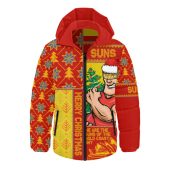 Gold Coast SUNS Hooded Padded Jacket Merry Christmas Knit Style Festive Spirit