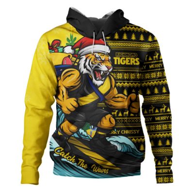 Richmond Hoodie Christmas Holiday Santa Rides The Waves