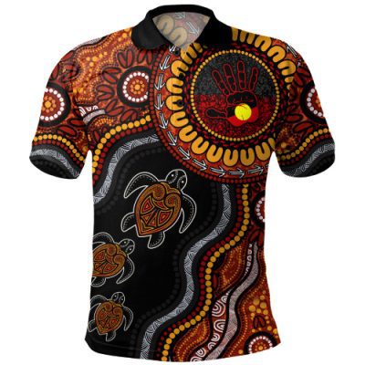 Indigenous Australian Aboriginal Polo Shirt Hand Of The Land Heart Of The Sea