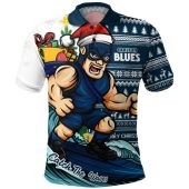 Carlton Polo Shirt Christmas Holiday Santa Rides The Waves