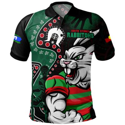 South Sydney Rabbitohs Polo Shirt NAIDOC Indigenous Warrior Spirit