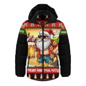 Australia Hooded Padded Jacket Christmas Santa Beer Cheers Style
