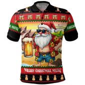 Australia Polo Shirt Christmas Santa Beer Cheers Style