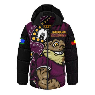Queensland Maroons Hooded Padded Jacket NAIDOC Indigenous Warrior Spirit