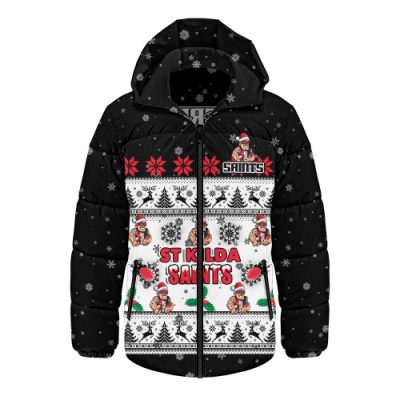 St Kilda Hooded Padded Jacket Special Ugly Christmas Holiday Footy Fans