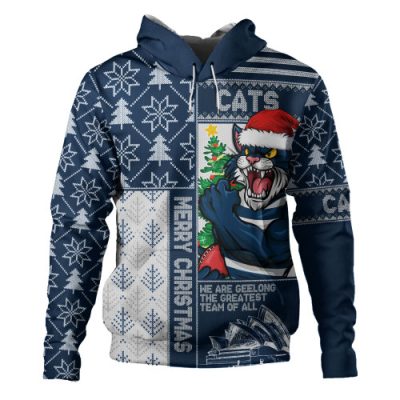 Geelong Cats Hoodie Merry Christmas Knit Style Festive Spirit