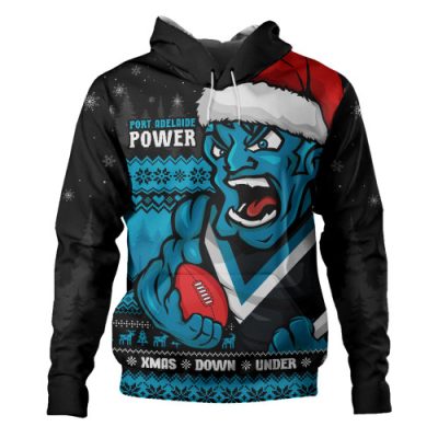 Port Adelaide Hoodie Merry Christmas Down Under Footy Power Style