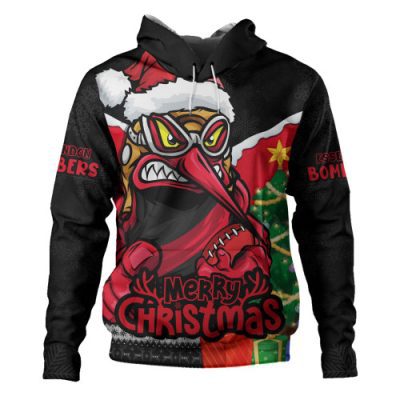 Essendon Hoodie Santa Scoring Touchdown On Christmas Game Day