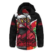 Essendon Hooded Padded Jacket Santa Scoring Touchdown On Christmas Game Day