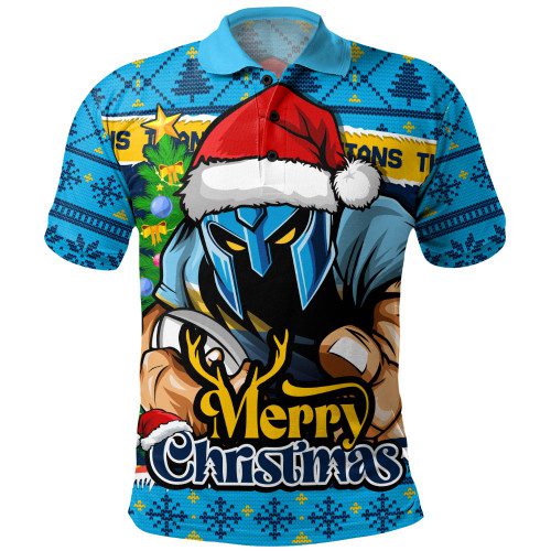 Gold Coast Titans Polo Shirt Merry Christmas Game Day Knit Style Team Edition Gold Coast Titans Polo Shirt Merry Christmas Game Day Knit Style Team Edition