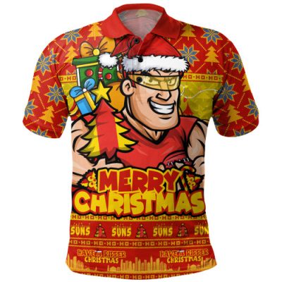 Gold Coast SUNS Polo Shirt Festive Holiday Merry Christmas Vibe