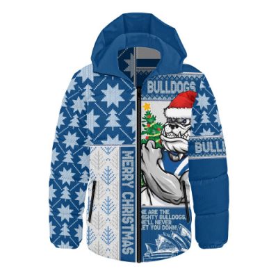 Canterbury-Bankstown Bulldogs Hooded Padded Jacket Christmas Magic Knit Style Winter Glow
