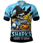 Cronulla-Sutherland Sharks Polo Shirt Dark Moon Rugby Halloween Battle Edition