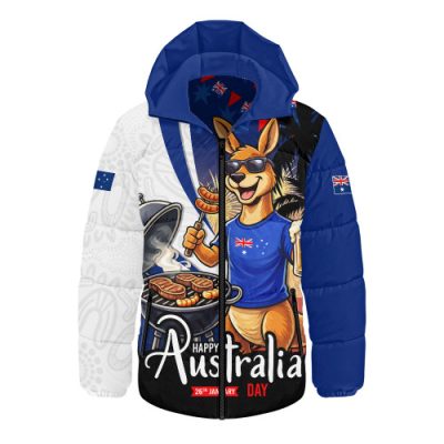 Australia Hooded Padded Jacket Australia Day Kangaroo Summer Fest Celebration