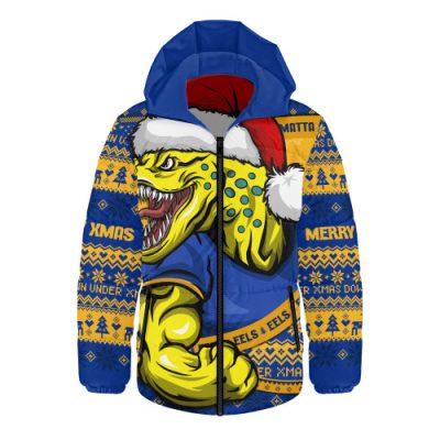 Parramatta Eels Hooded Padded Jacket Ugly Knit Style For Christmas Game Fans