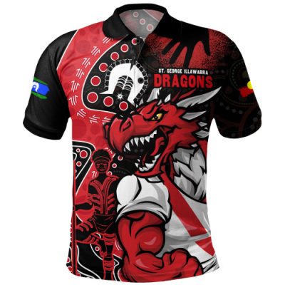 St. George Illawarra Dragons Polo Shirt NAIDOC Indigenous Warrior Spirit