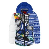 North Melbourne Hooded Padded Jacket Christmas Holiday Santa Rides The Waves
