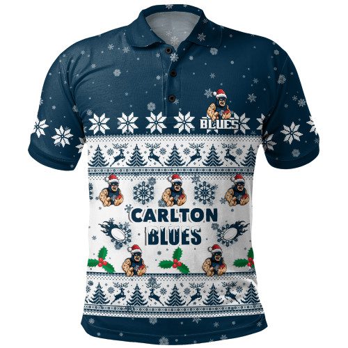 Carlton Polo Shirt Special Ugly Christmas Holiday Footy Fans Carlton Polo Shirt Special Ugly Christmas Holiday Footy Fans