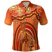 Indigenous Australian Aboriginal Polo Shirt Kangaroo Dreaming Outback Spirit Edition