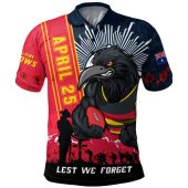 Adelaide Crows Polo Shirt Anzac Day Lest We Forget Memorial