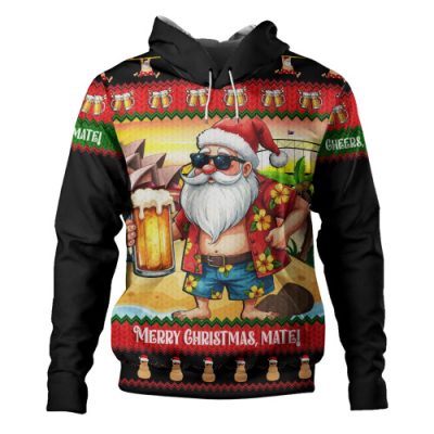 Australia Hoodie Christmas Santa Beer Cheers Style