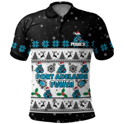 Port Adelaide Polo Shirt Special Ugly Christmas Holiday Footy Fans