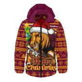 Brisbane Broncos Hooded Padded Jacket Merry Christmas Game Day Knit Style Team Edition