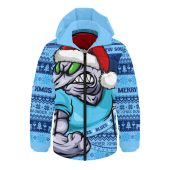 New South Wales Blues Hooded Padded Jacket Ugly Knit Style For Christmas Game Fans