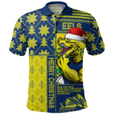 Parramatta Eels Polo Shirt Christmas Magic Knit Style Winter Glow