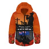 Australia Hooded Padded Jacket Anzac Day Lives Given In Service
